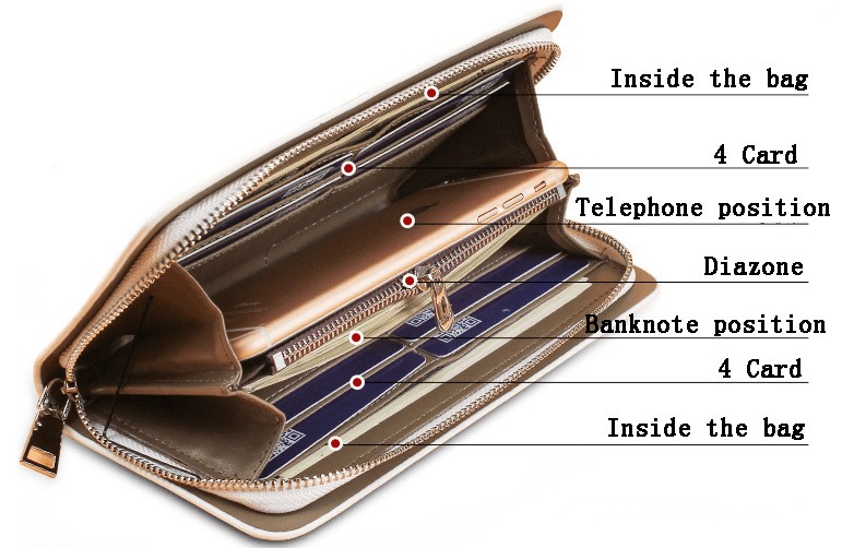 男性ビジネスカジュアル長財布多機能ハンドバッグ